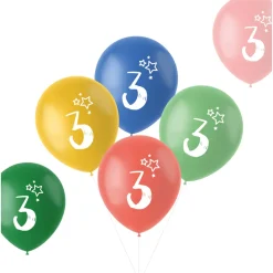 Sifferballonger 3 år, 6-pack
