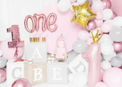 Sifferballong Rosa, 1 år med krona