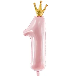 Sifferballong Rosa, 1 år med krona