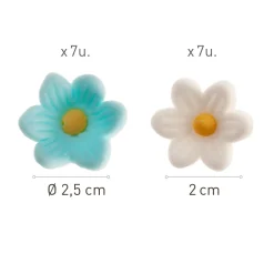 Sockerdekorationer Blå/Vita Blommor 14-pack