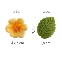 Sockerdekorationer Gula blommor med blad 13-pack
