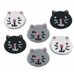 Sockerdekorationer Katter 6-pack