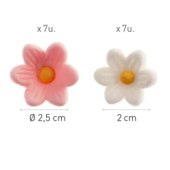 Sockerdekorationer Rosa/Vita Blommor 14-pack
