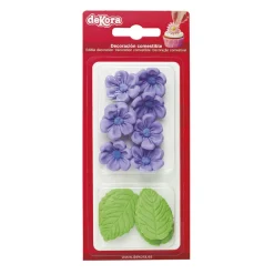 Sockerdekorationer Violer med blad 13-pack