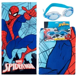 Spiderman - Set med badhanduk och simglasögon