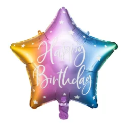 Stjärnformad Folieballong Happy Birthday