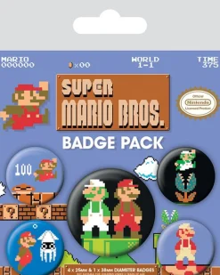 Super Mario Bros - Knappar Retro 5-pack