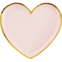 Tallrikar - Hjärtformade i rosa och guld 10-pack