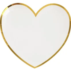 Tallrikar - Hjärtformade i vitt och guld 10-pack