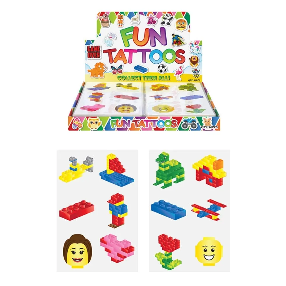 Tatueringar med byggklossmotiv 6-pack