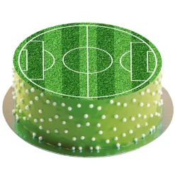 Tårtbild Fotbollsplan - Sockerpasta 20 cm (rund)