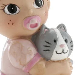 Tårtdekoration - Baby i rosa med kattunge 9 cm