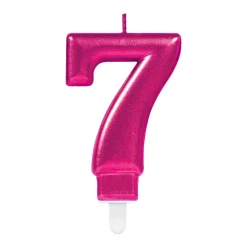 Tårtljus i rosa metallic 0-9