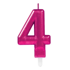 Tårtljus i rosa metallic 0-9