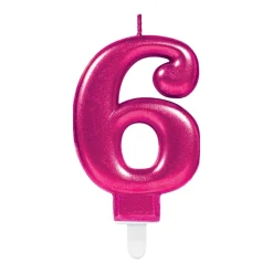Tårtljus i rosa metallic 0-9