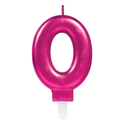 Tårtljus i rosa metallic 0-9