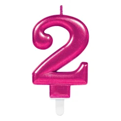 Tårtljus i rosa metallic 0-9
