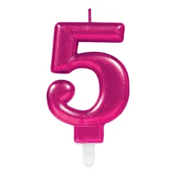 Tårtljus i rosa metallic 0-9