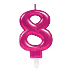 Tårtljus i rosa metallic 0-9