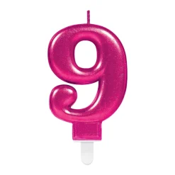 Tårtljus i rosa metallic 0-9