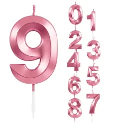 Tårtljus rosa metallic siffra 0-9