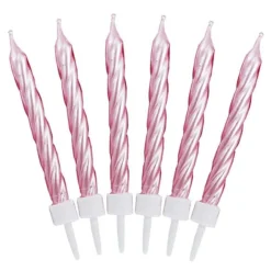 Tårtljus - Skruvar rosa 12-pack