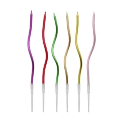 Tårtljus - Vågiga Metallic 6-pack