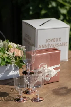 Vinglas av plast med roséguldfot 6-pack